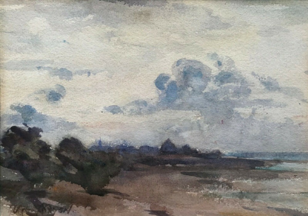 JOHN KIDD MAXTON Original Antique Watercolour Painting Scottish Coastal Landscape