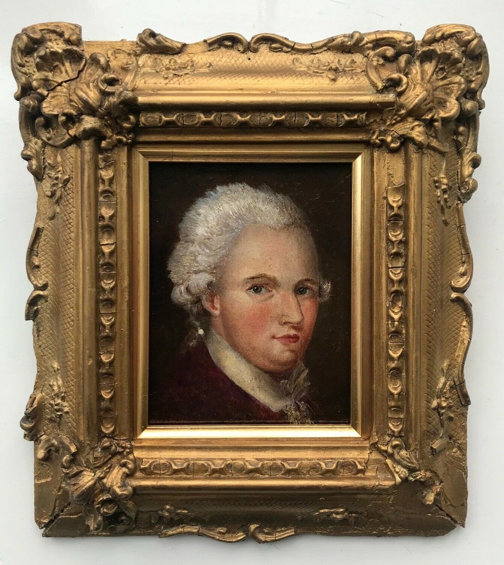 REGENCY PORTRAIT Original Antique Oil Painting on Canvas Laid on Board of a Young Georgian Gentleman