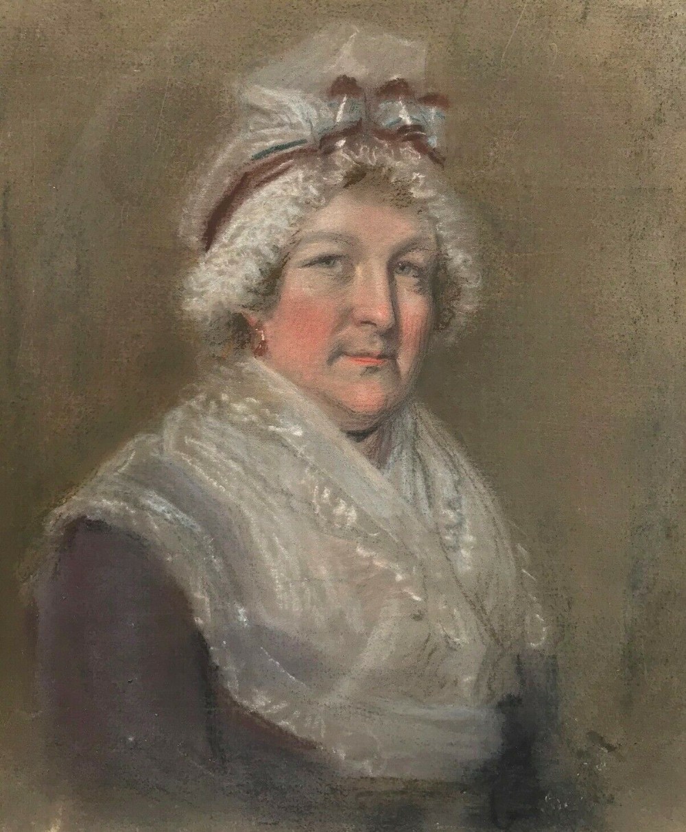 Manner of Hugh Douglas Hamilton Original mid 19th Century Antique Pastel Portrait Study Painting of Jane Cambell Wife of Sir Alexander Young Spearman