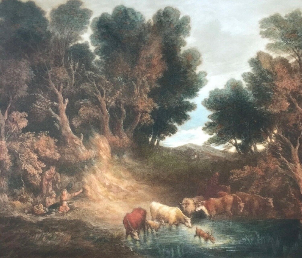 Will Henderson Original Pencil Signed Blind Stamped Artist Proof Mezzotint Classical Landscape Cattle & Trees