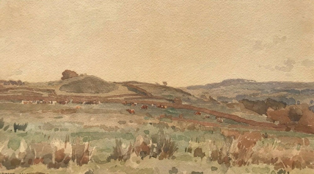 Fred Lawson Signed 1921 Original English Antique Watercolour Painting Sneaton Near Whitby Yorkshire Landscape