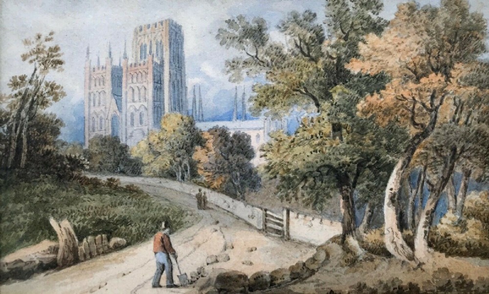 Original Early 19th Century English Antique Watercolour Painting View of York Minster Inscribed Dated 1825