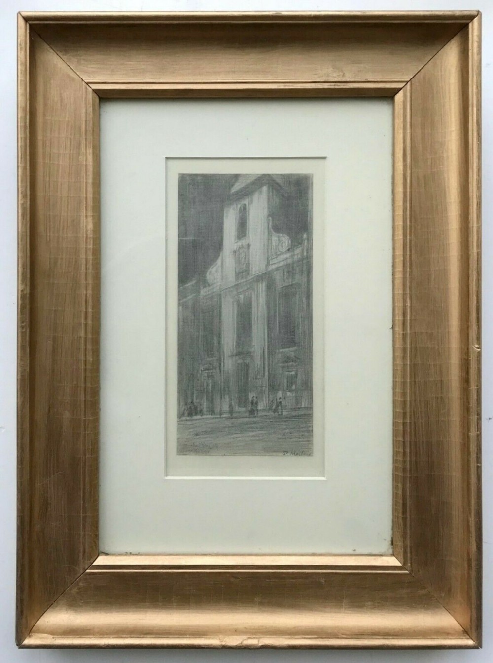 Sir Muirhead Bone Original Early 20th Century Signed Antique Pencil Drawing St Martins Ludgate Hill London