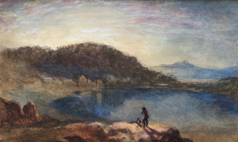 Circle of JMW Turner Original Early 19th Century Antique Watercolour Painting Mountain Landscape