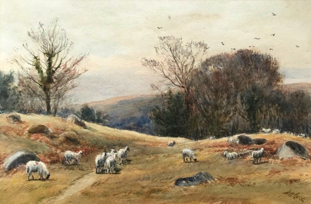 John H Cole RCA Original Watercolour Painting Welsh Wales Sheep Landscape