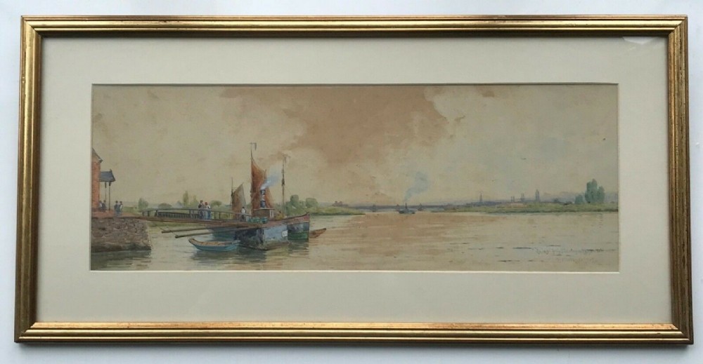 Warren Vernon 'Mainz from Biebrich Rhine Germany' Antique Original Watercolour  German Landscape