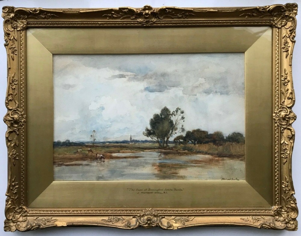 James Herbert Snell RI Original Antique Watercolour Painting Hemingford Abbots