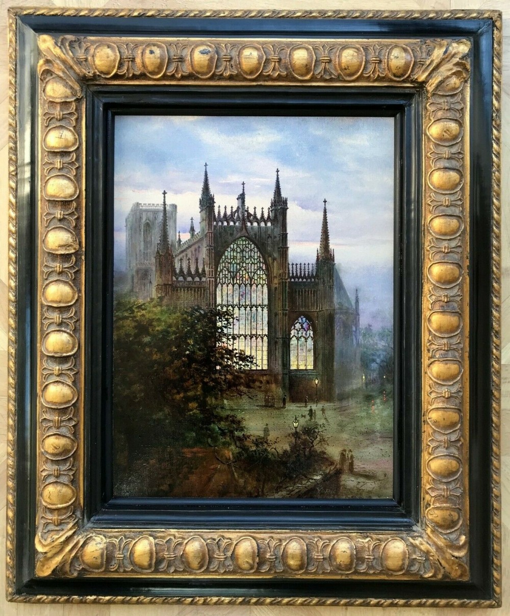 Frank Watson Wood (1869-1953) Original Early 20th Century dated 1935 Oil Painting York Minster east Window View