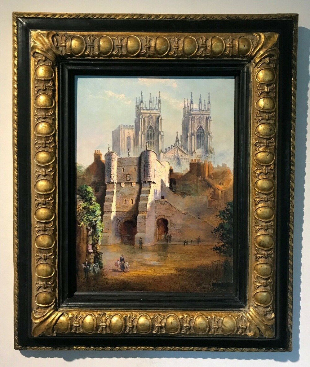 Frank Watson Wood Original Early 20th Century circa 1935 Oil Painting York Minster Bootham Bar View