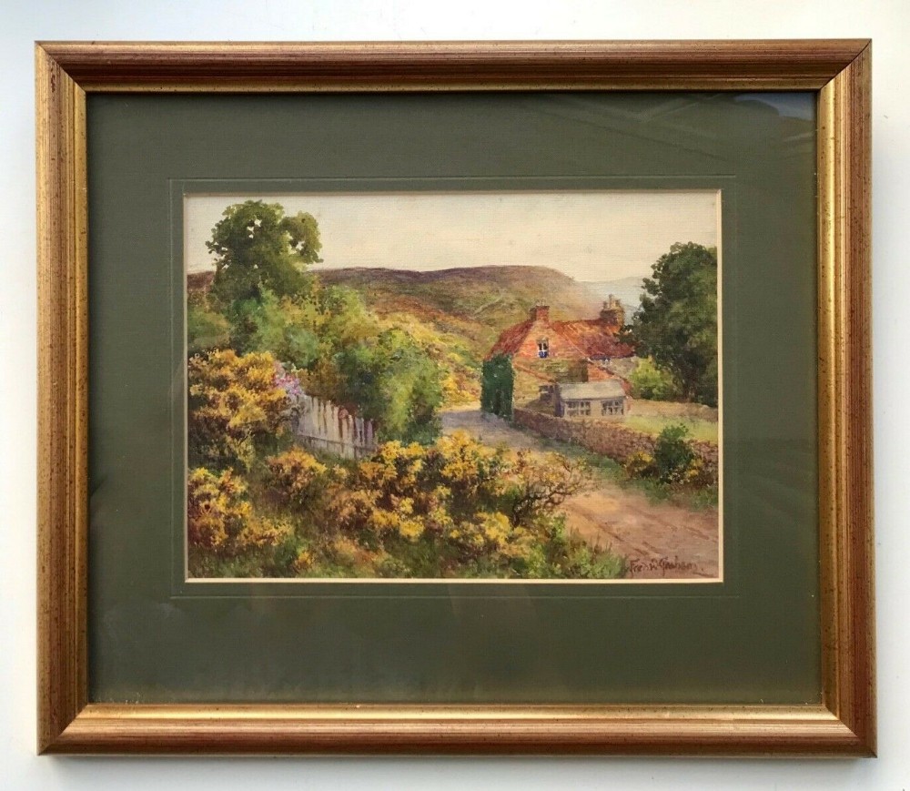 Fred W Graham Original Vintage Watercolour Painting Yorkshire Cottage Landscape