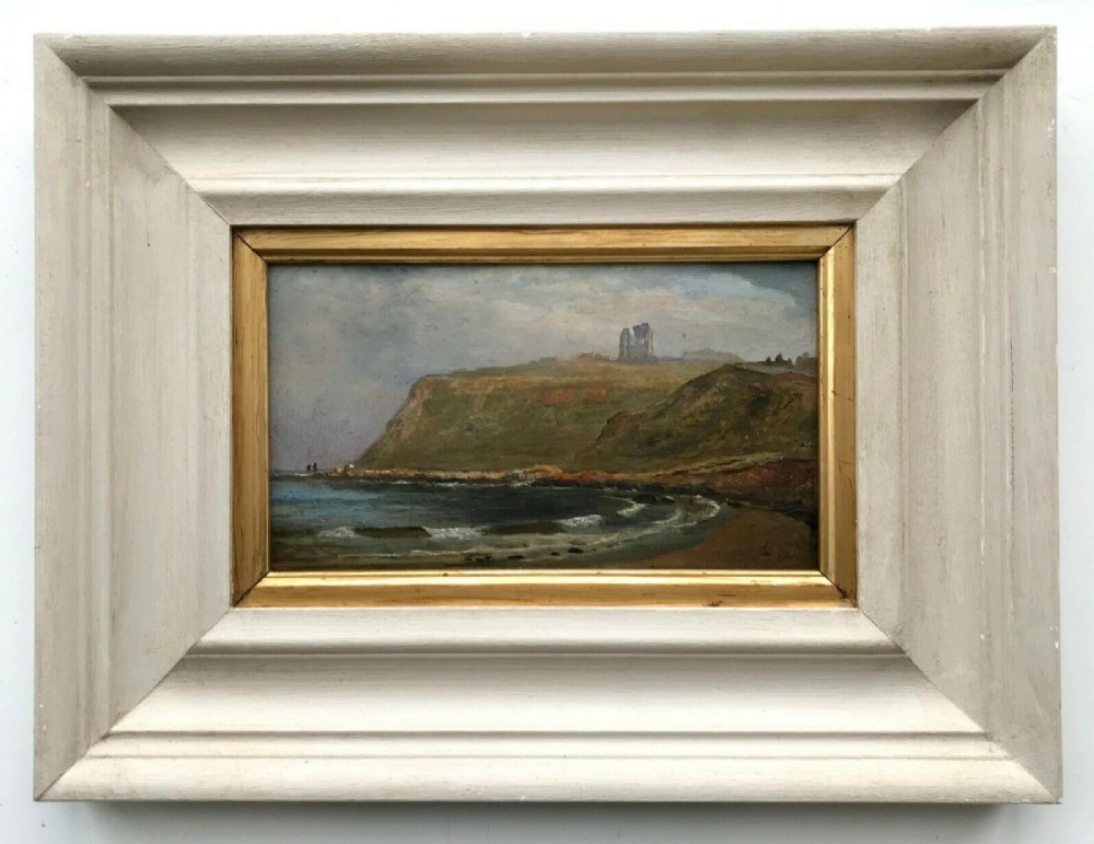 Scarborough North Bay Yorkshire Coastal Seascape View Original 19th Century Antique English School Oil Painting 