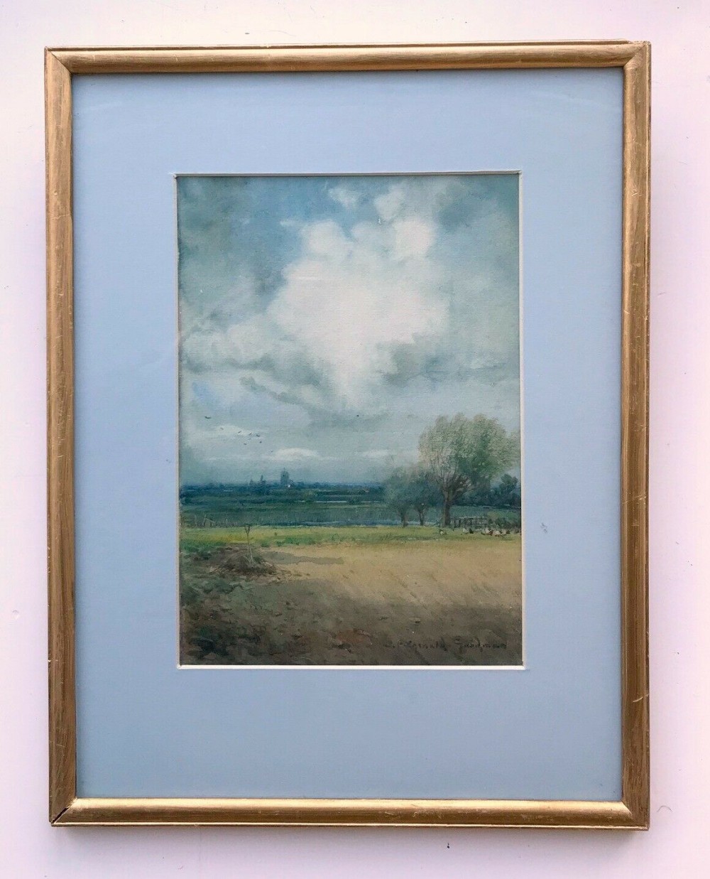 John Reginald Goodman Signed Original 20th Century English Watercolour Painting Norfolk Landscape