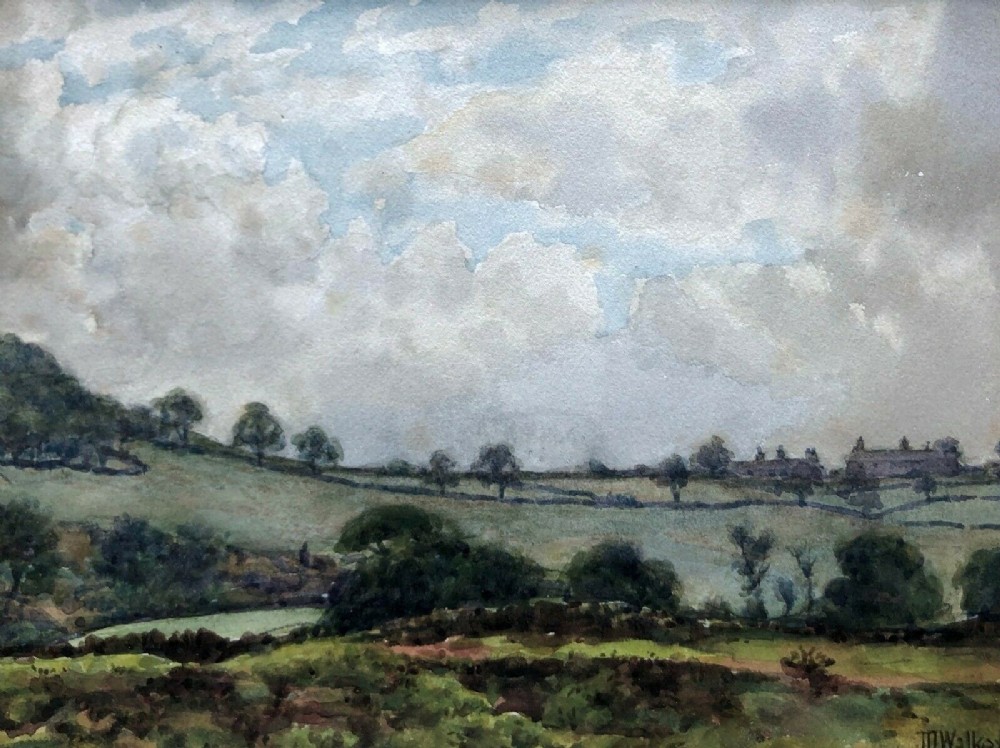 John Dobby Walker c1910 Original English Antique Watercolour Painting Harrogate Landscape View
