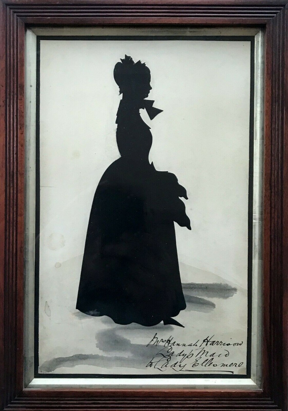 Original 19th Century English Antique Victorian Silhouette Portrait of a Lady's Maid