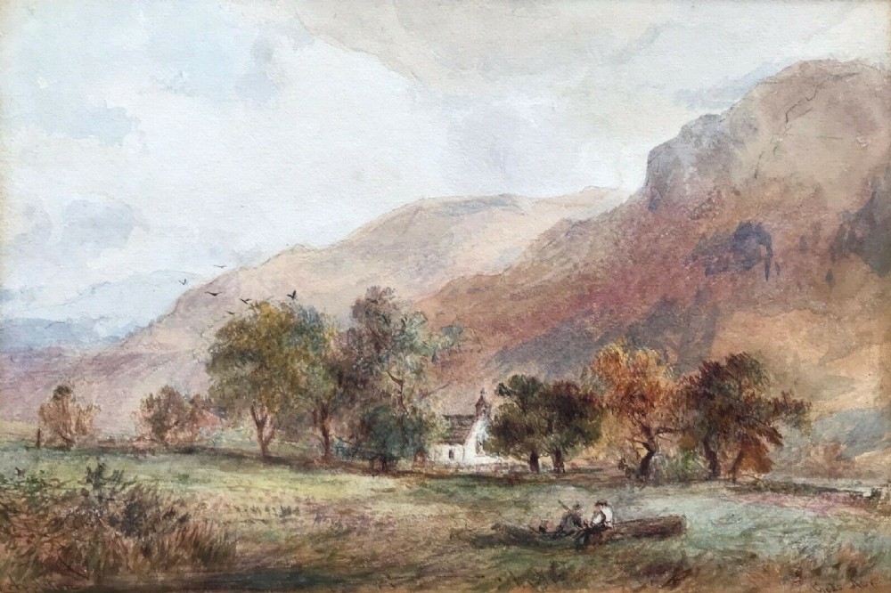 W Appleton Signed Original Antique Welsh Watercolour Painting 'God's Acre' Wales