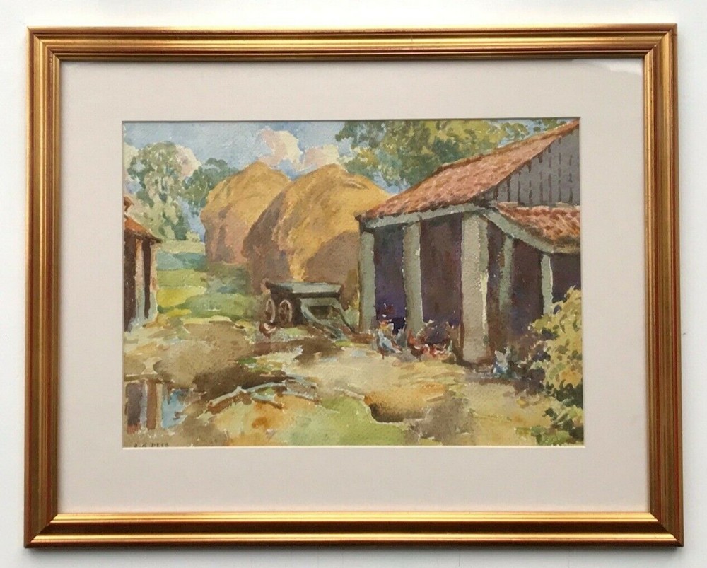 John Arthur Dees Signed Original c20th Watercolour Painting East Halton Lincoln
