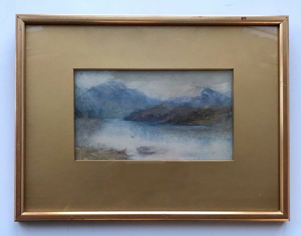 Circle of JMW Turner Original Early 19th Century Antique Watercolour Painting Mountain & Lake Landscape