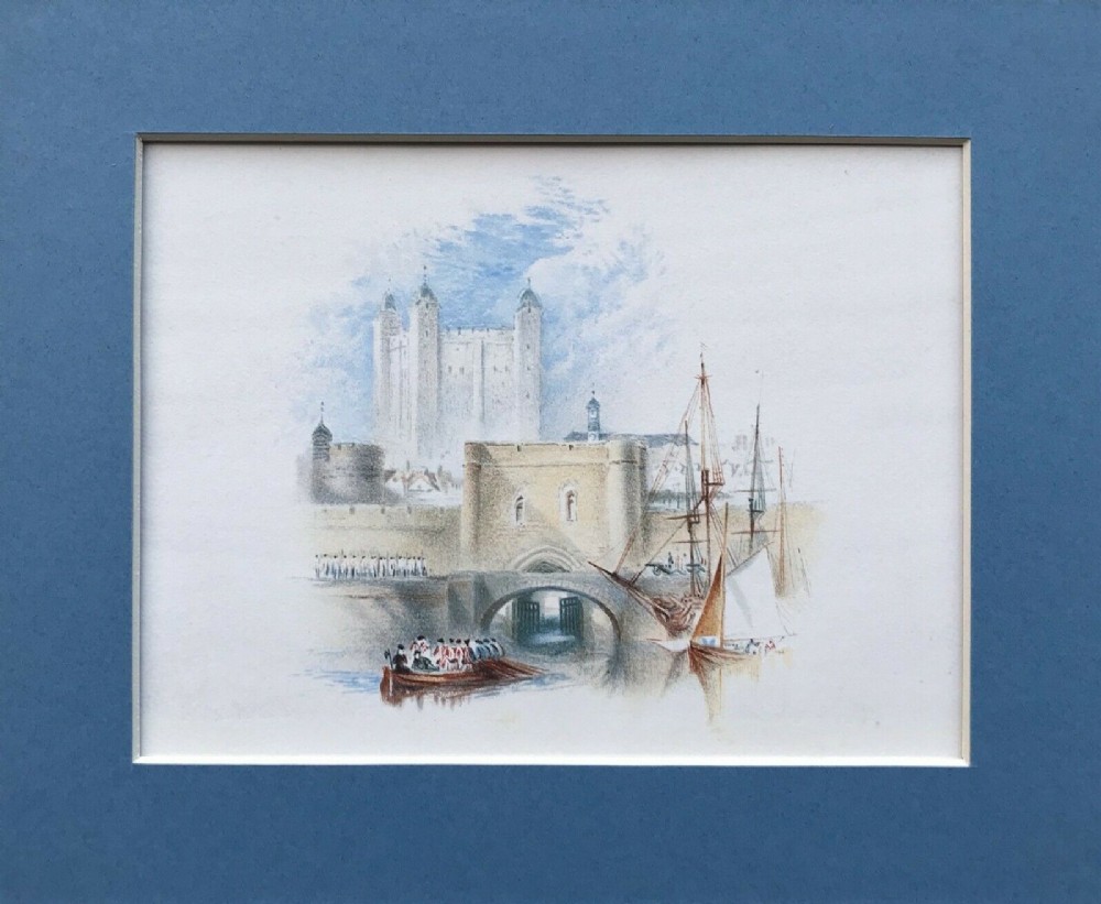 After JMW Turner, Tower of London, Original 19th Century Antique 1884 Published Mounted Lithograph