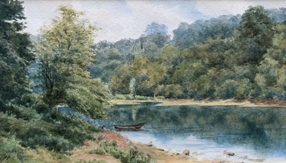 George Lane Fox MP (1st Baron of Bingley) Original Early 20th Century Watercolour Painting Wothersome Lake English Landscape