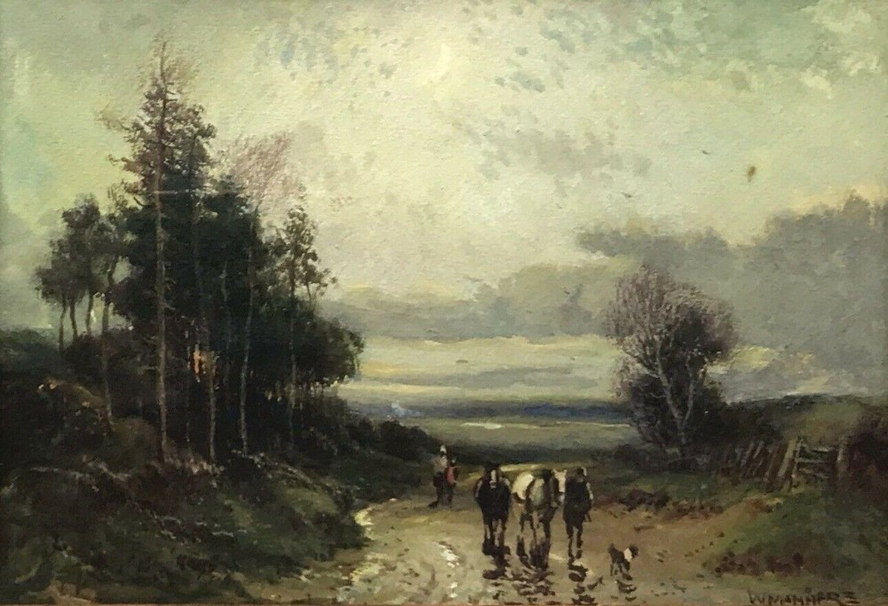William Manners Signed Original 19th Century English Antique Watercolour Painting Levens Cumbria Dusk Landscape