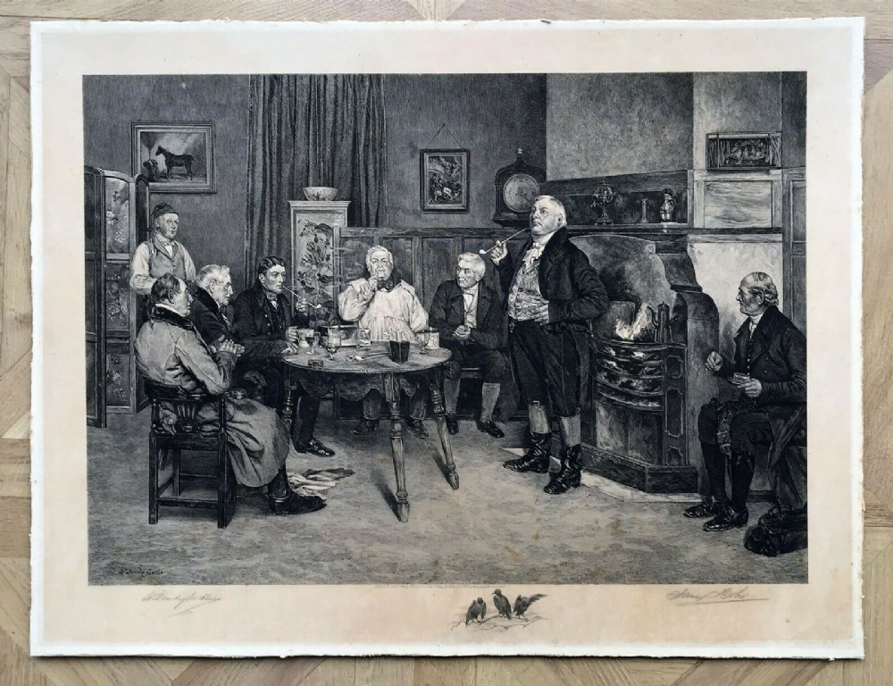 After Walter Denby Sadler Original Signed Antique Etching 'Village Gossips'
