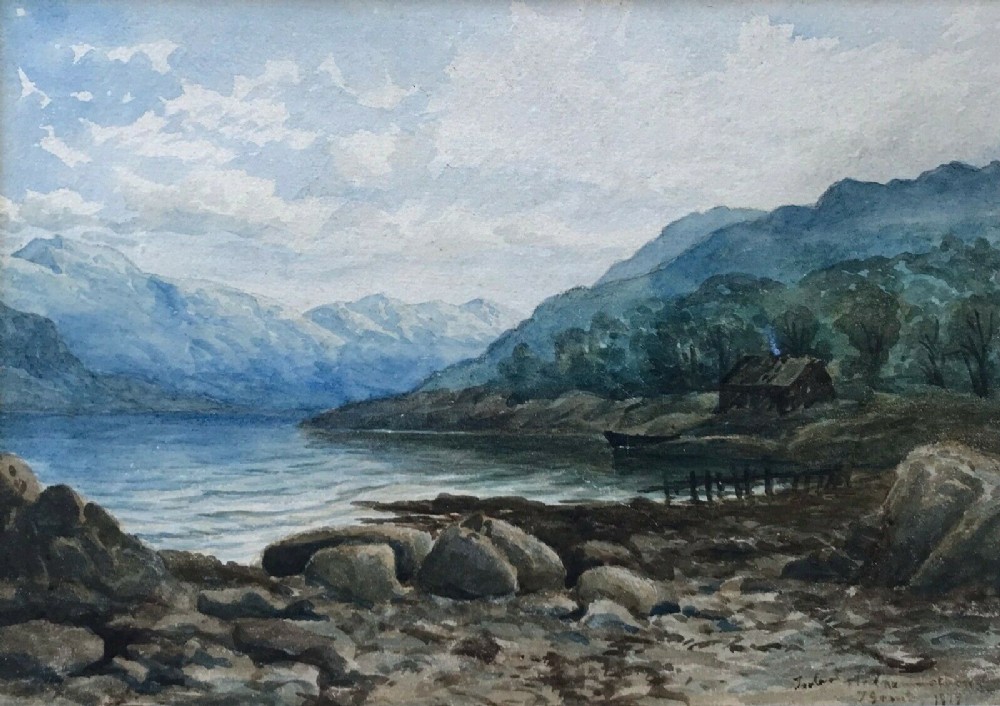 Signed Original 19th Century Antique Watercolour Painting Ardnamurchan West Highland Scotland Landscape