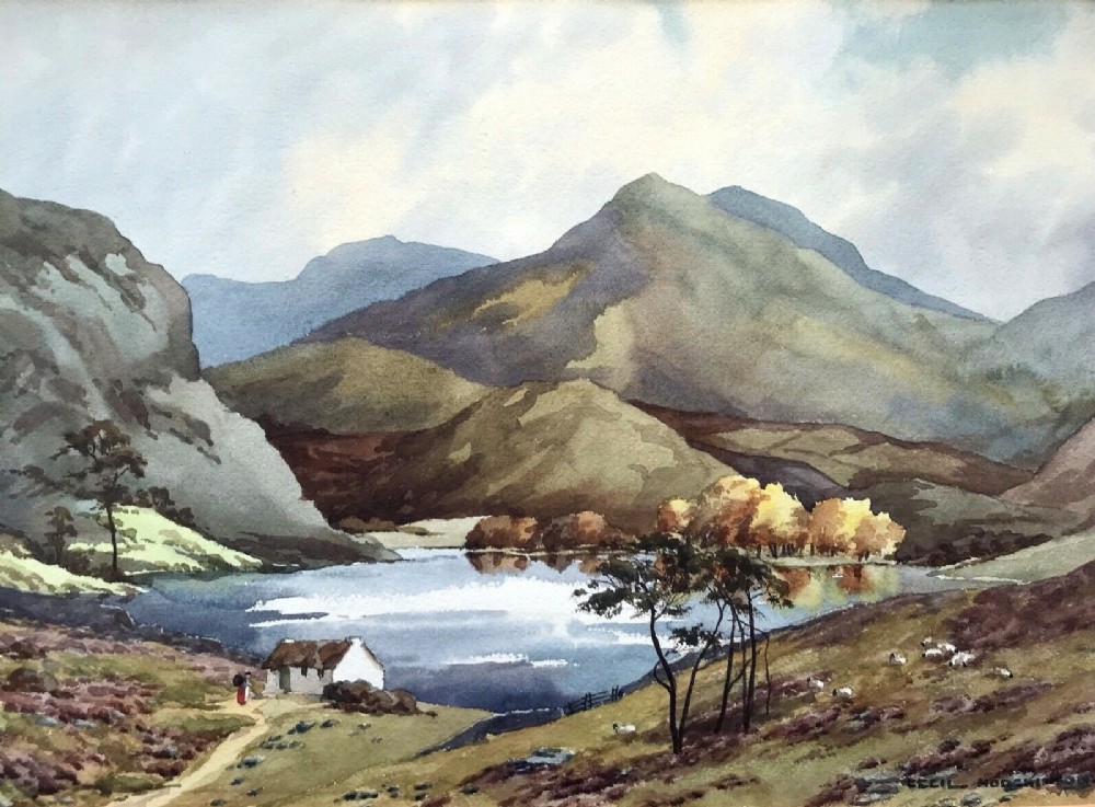 Cecil Hodgkinson Original 20th Century Irish Watercolour Painting Connemara West Ireland Mountain Landscape
