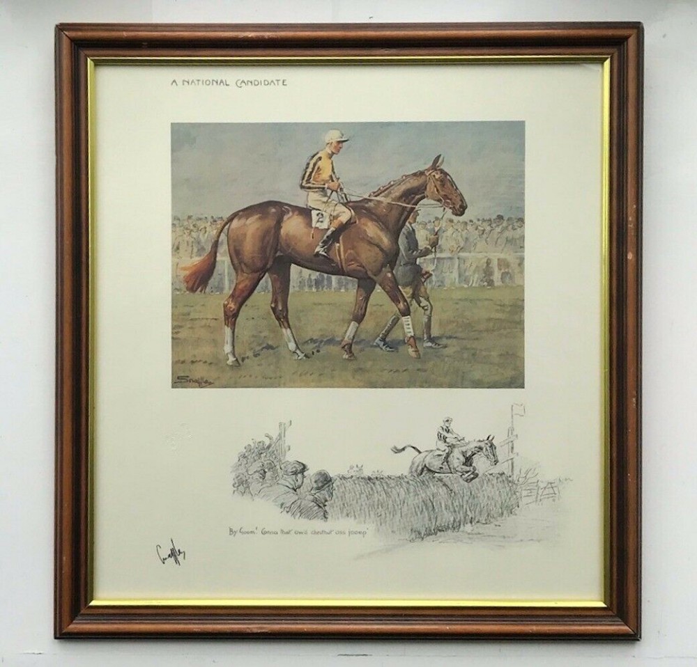 Snaffles (Charles J Payne) 'A National Candidate' Vintage Race Horse Colour Print with Blindstamp