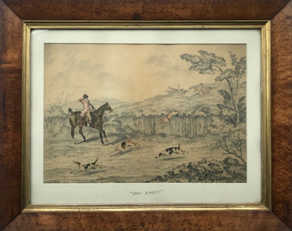 Circle of Charles Hunt Original Early 19th Century English Antique Pencil & Watercolour Painting Fox Hunting Country Pursuits Landscape