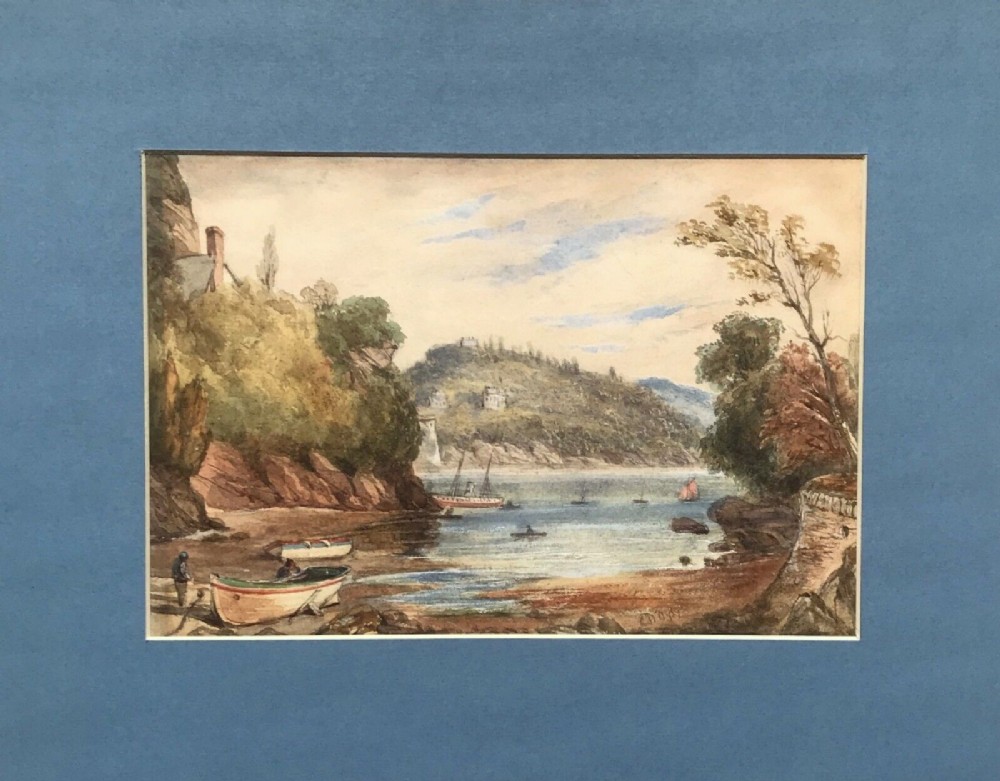 Charles D'Oyly Signed Original Early 19th Century Antique Watercolour Painting Dartmouth Devon English Coastal Seascape