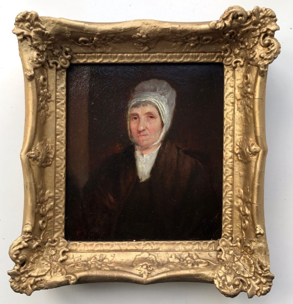 Original 19th Century English Antique Framed Oil Painting canvas laid onto Board Portrait of a Victorian Lady Circa 1850