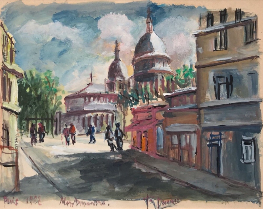 Signed Original 1958 Vintage Watercolour/Gouache Painting Monmartre Paris 1958 French Landscape