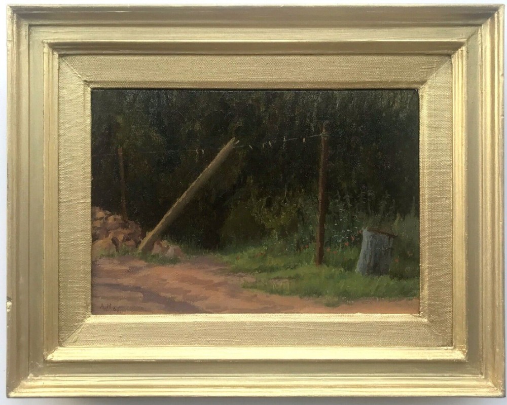 Anna Hornby Signed with initials A.H. Dated 1967 Original Oil Painting on Canvas 'Washing Line' Exhibited at the Royal Academy