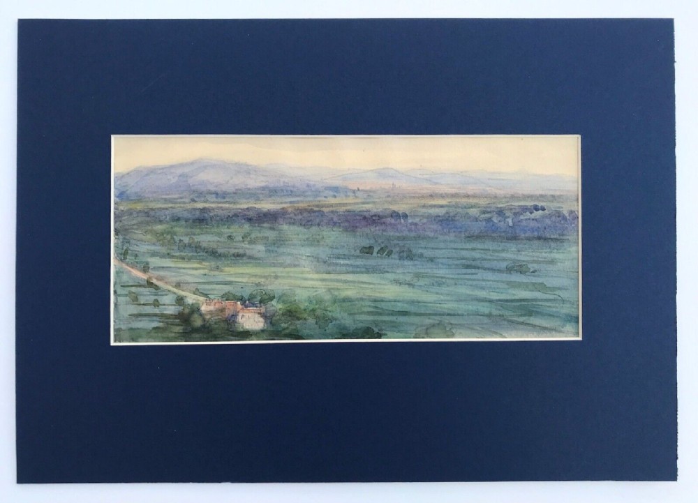 Original 19th Century Antiquel Watercolour Sketch Painting Little Malvern Worcestershire Landscape Annotated Verso & Dated 1871