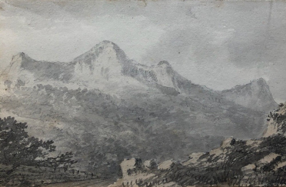 Harriet GREEN (née Lister) (1753-1821) 'Cadair Idris' Wales, early 19th Century Antique Pencil Sketch Landscape Study