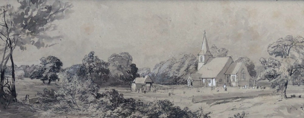 Edwin Moore Signed Original Mid 19th Century Antique Watercolour Painting St Cuthbert's Church in Sessay Yorkshire Landscape Darrell Buttery estate Provenance