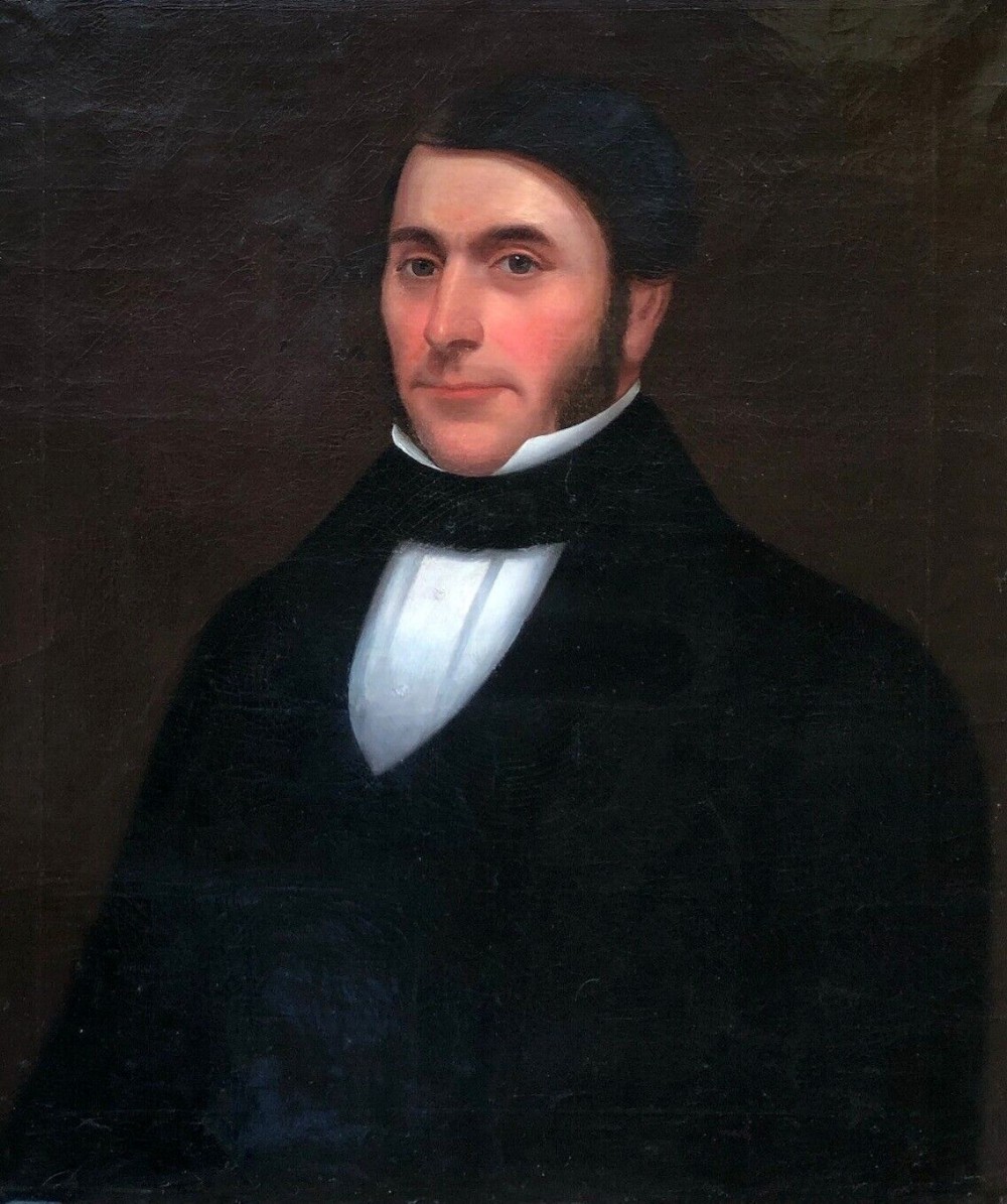Original Antique 19th Century Oil Painting on Canvas Portrait of a Victorian Gentleman