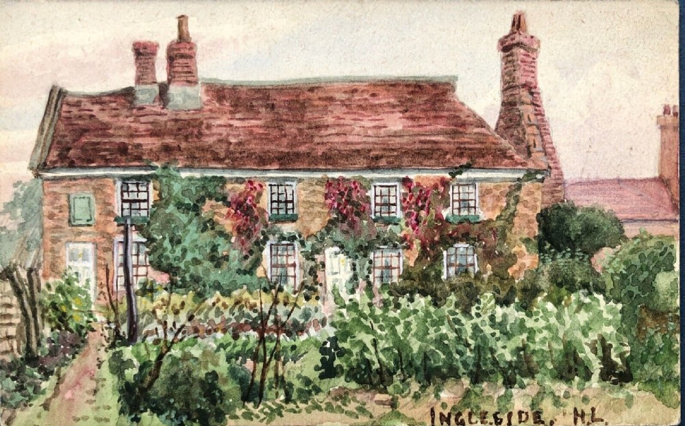 Signed H L Original 1917 Watercolour Landscape Painting by a WW1 Serviceman Yorkshire Cottage in Copmanthorpe