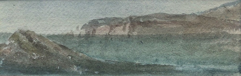 Indistinctly Signed Original 19th Century Antique Watercolour Painting Seascape 