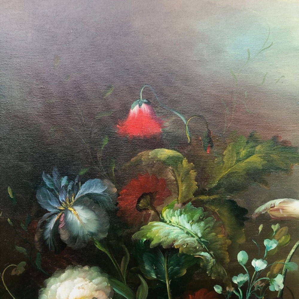 Original Mid 20th Century Decorative Oil Painting On Canvas Still Life ...