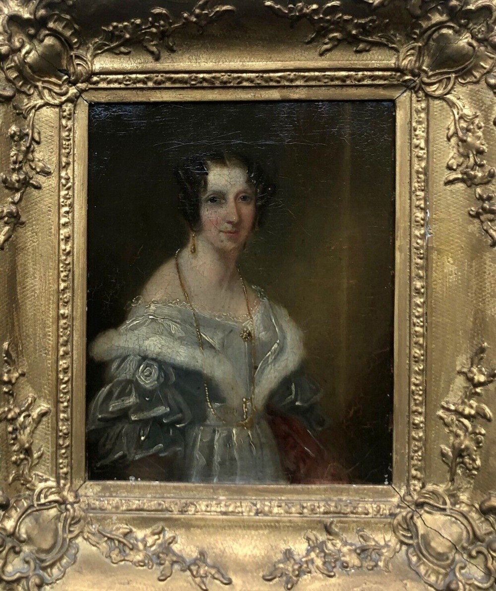 Original British School early 19th Century Antique Oil painting on Canvas Portrait of Lady No.2