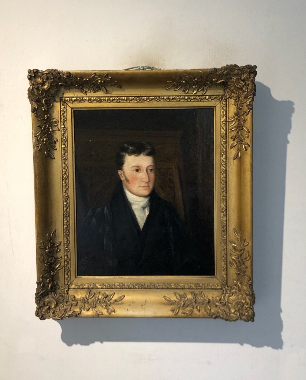 Original Late 19th Century British School Antique Oil Painting on Canvas Portrait of Gentleman