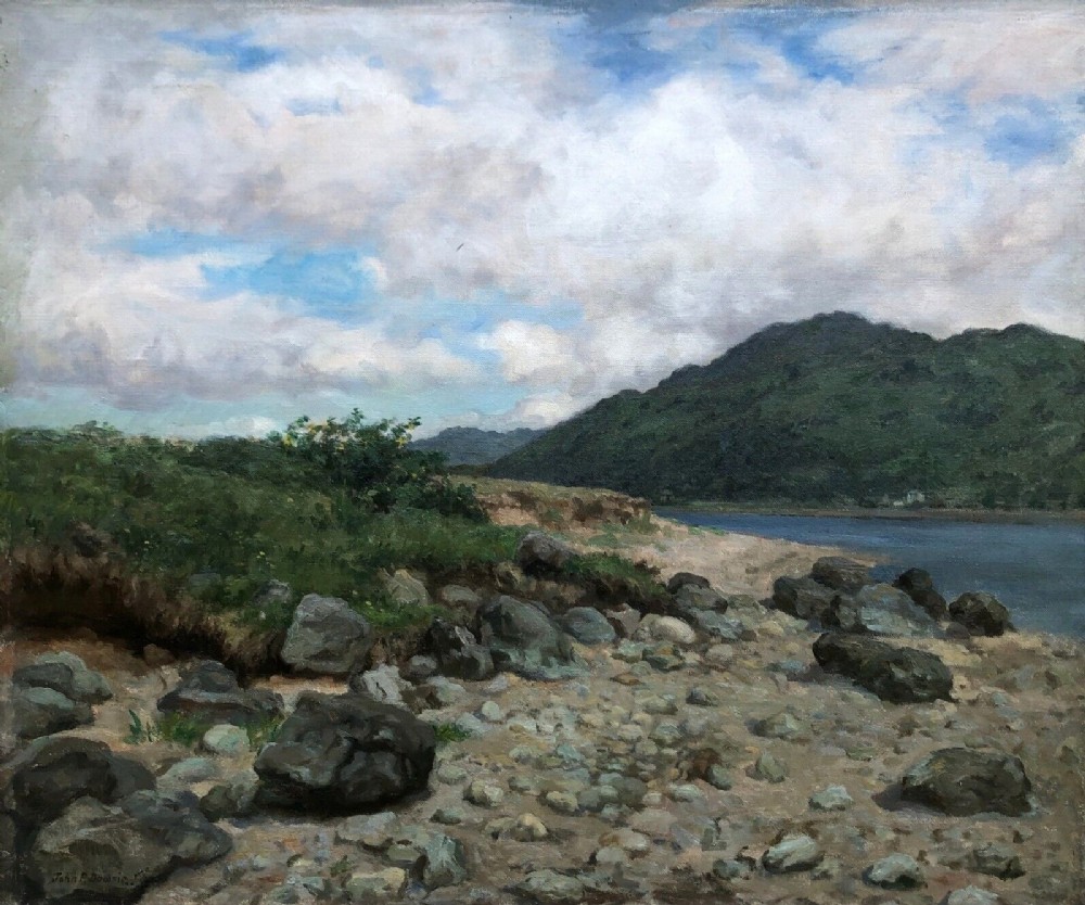 JOHN PATRICK DOWNIE (1871-1945) Signed Original Early 20th Century Oil Painting on Canvas LOCH LONG Scotland, Scottish Landscape