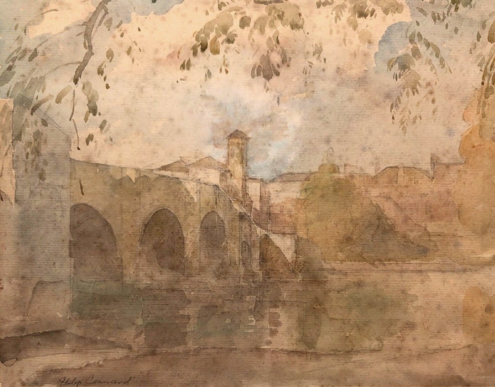 Philip Connard RA Original Early 20th Century Antique Watercolour Painting Richmond Bridge & River Thames English Landscape