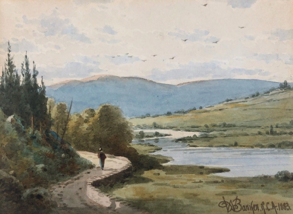 William Dean Barker RCA 1883 Original 19th Century Antique Watercolour Painting Glan Conwy Wales Welsh Landscape