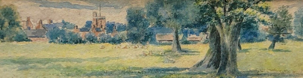 Alfred Augustus Glendening Monogrammed A.A.G 1893 Original Late 19th Century Antique Watercolour Painting Overton Church English Landscape