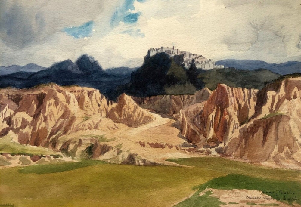 Arthur John Black Signed Original Early 20th Century Watercolour Painting Belvedere Marittimo Calabria Italy Italian Landscape