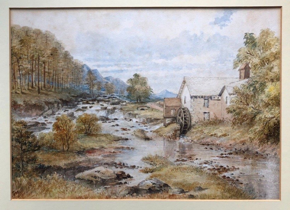 Attributed to James Drummond Original late 19th Century Antique Watercolour Painting Mill on Dochart Killin Scotland, Scottish Landscape