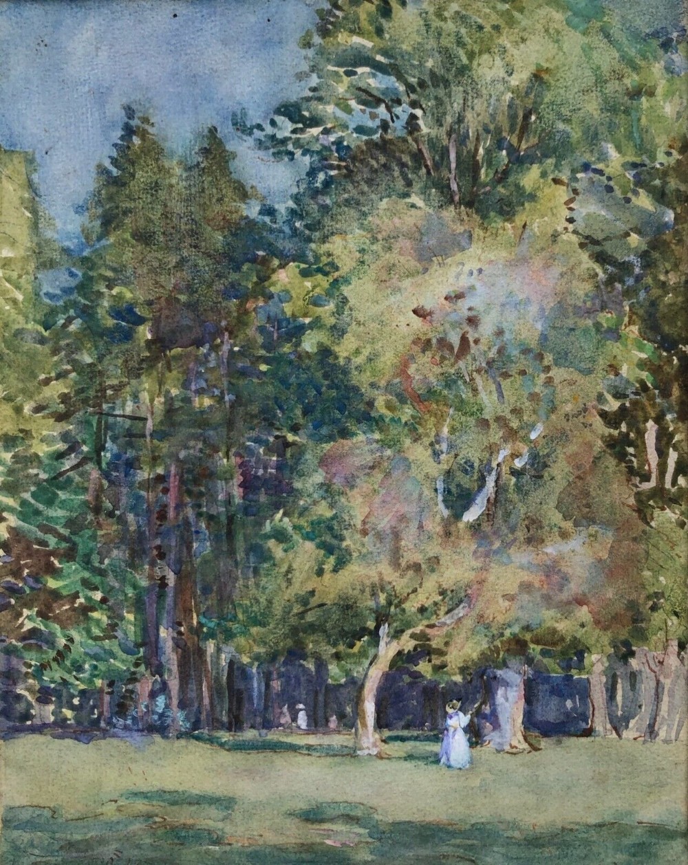 Garnet Ruskin Wolseley Original Early 20th Century Vintage Watercolour Painting Figures in Woodland English Landscape