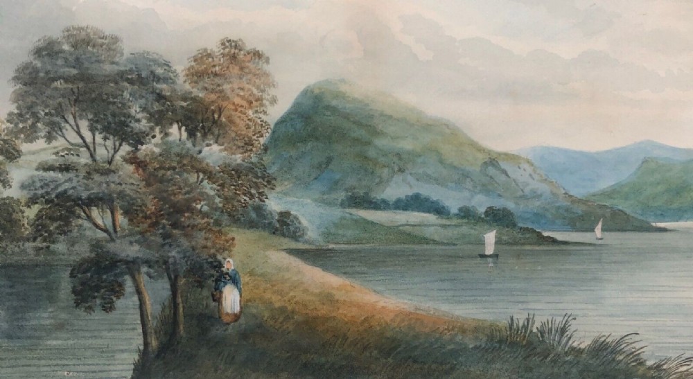 LOCH KATRINE Scotland, Signed Original 19th Century Antique Watercolour Painting  Scottish Landscape